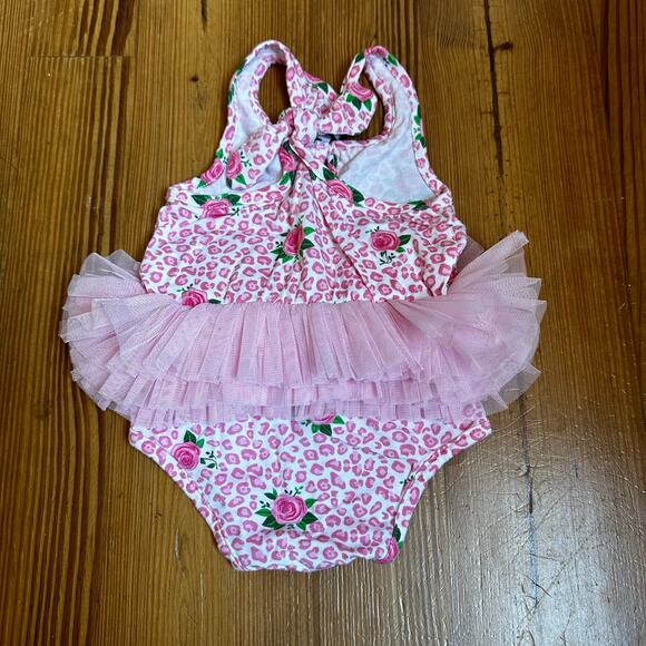 Mudpie pink cheetah floral tutu tank one-piece SIZE 9-12M - Picture 4 of 4